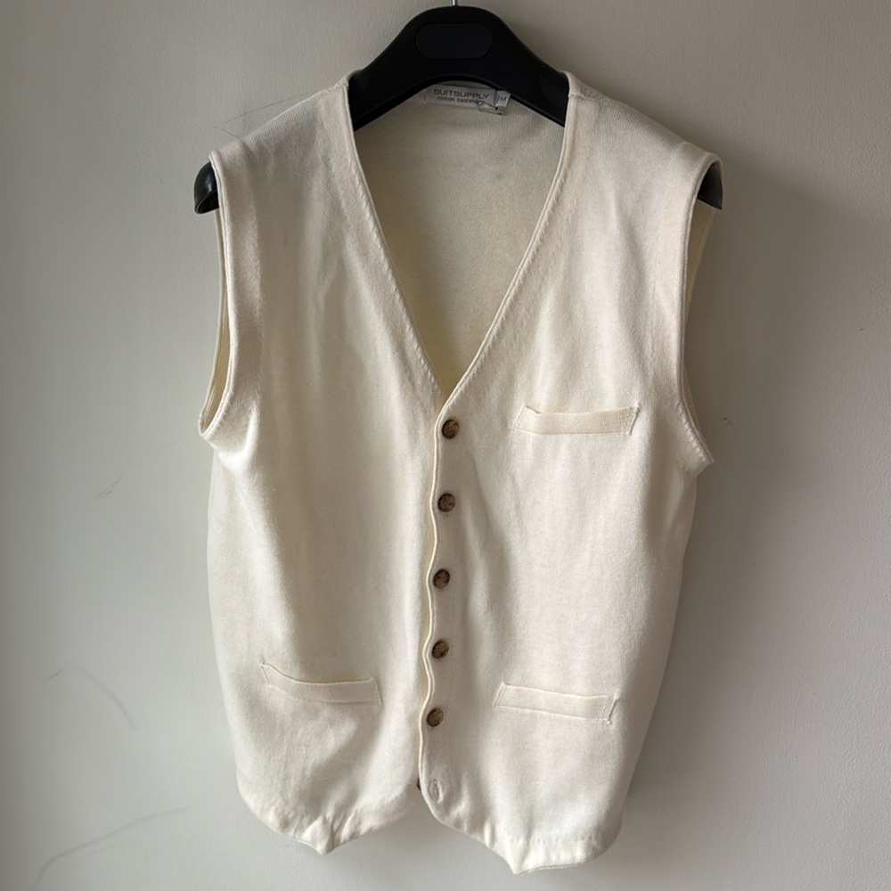 Suitsupply off white knitted waistcoat SW583 medium cotton/cashmere
